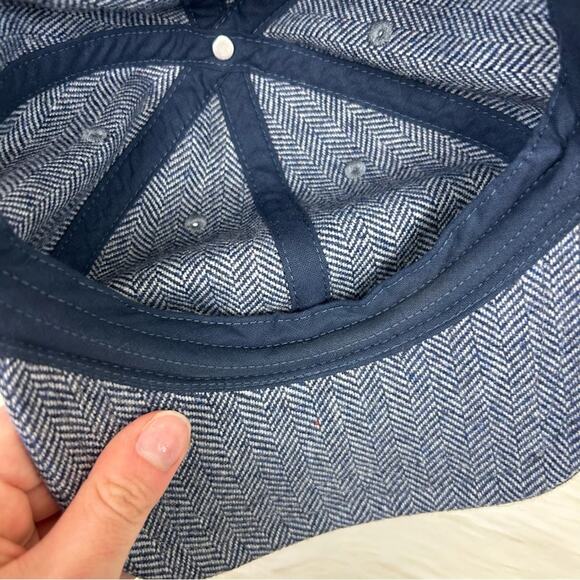J.Crew Navy Herringbone Wool Blend Knit Baseball Hat OS - Picture 7 of 10